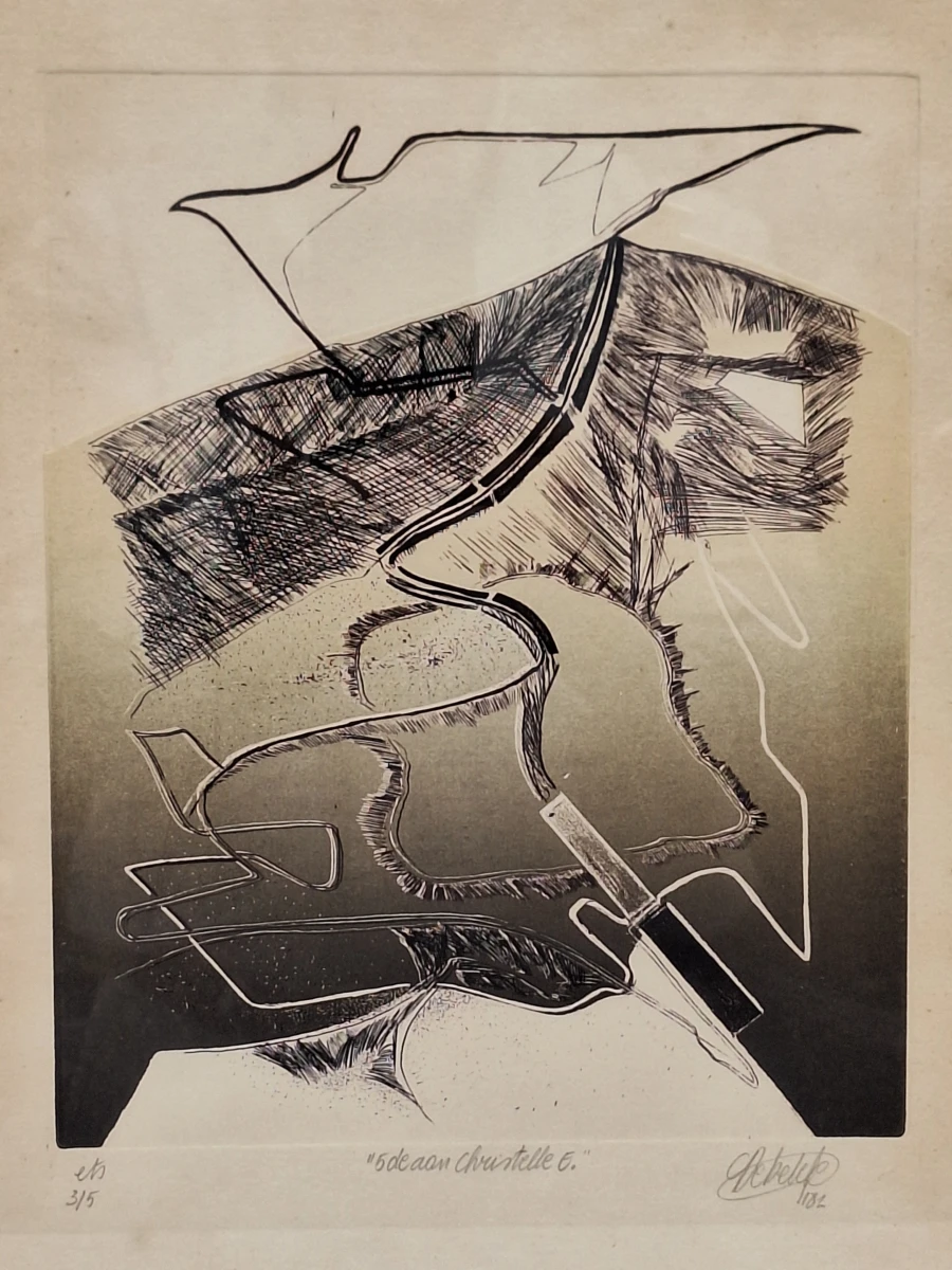 Abstracte ets “Ode aan Christelle G.” - handgesigneerd en genummerd 3/5 - foto 2
