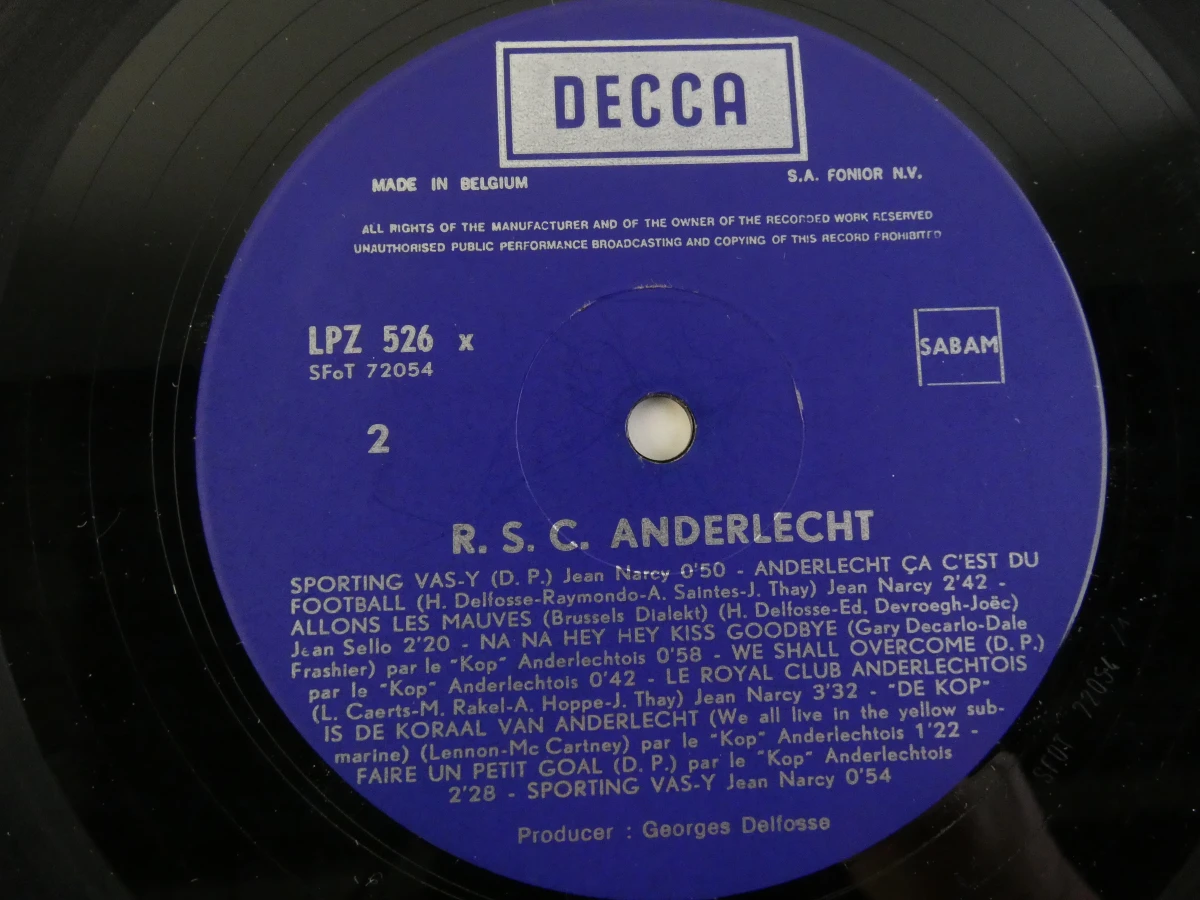 R.S.C. Anderlecht vinylplaat met poster en singles - foto 6