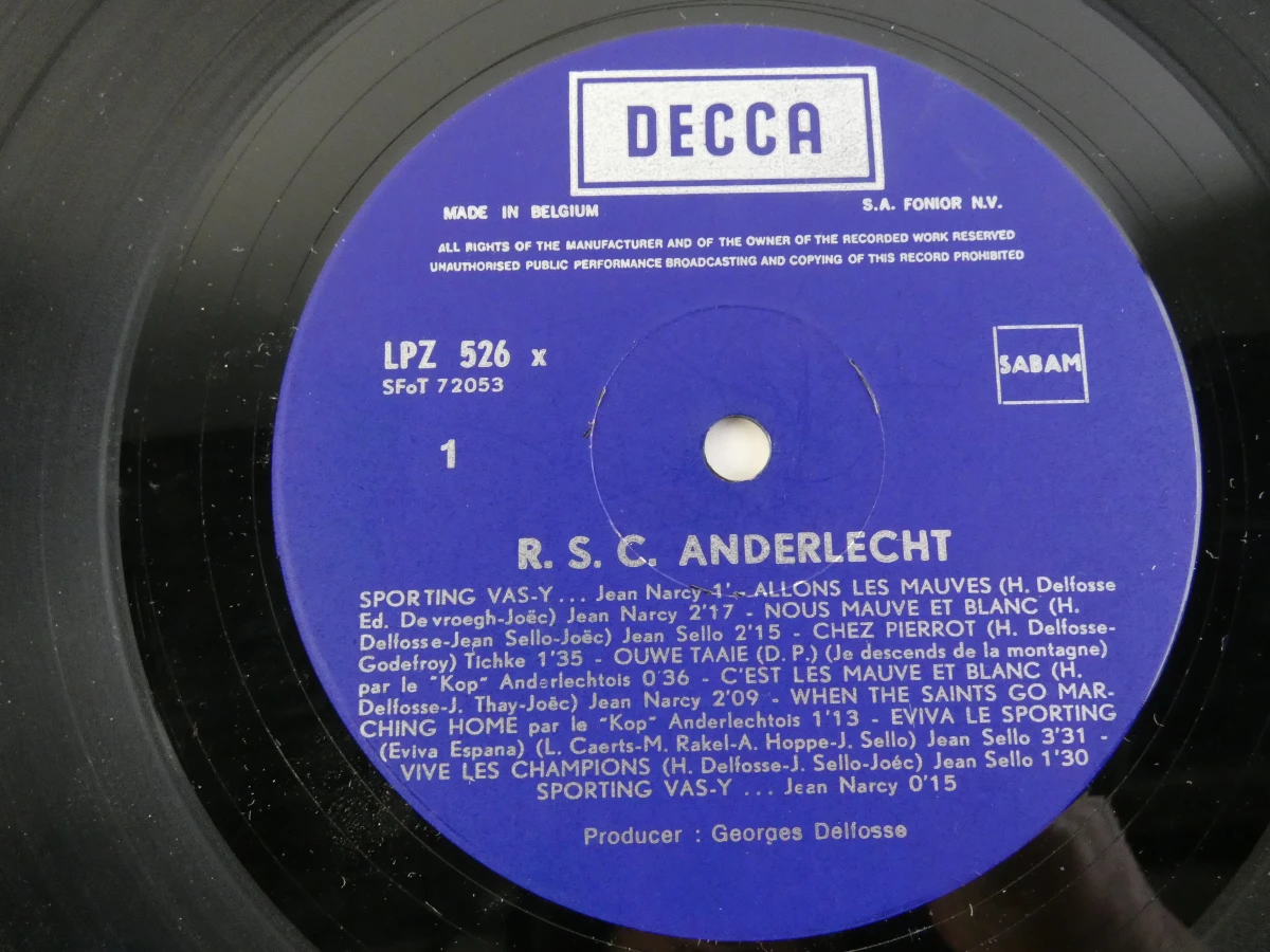 R.S.C. Anderlecht vinylplaat met poster en singles - foto 7