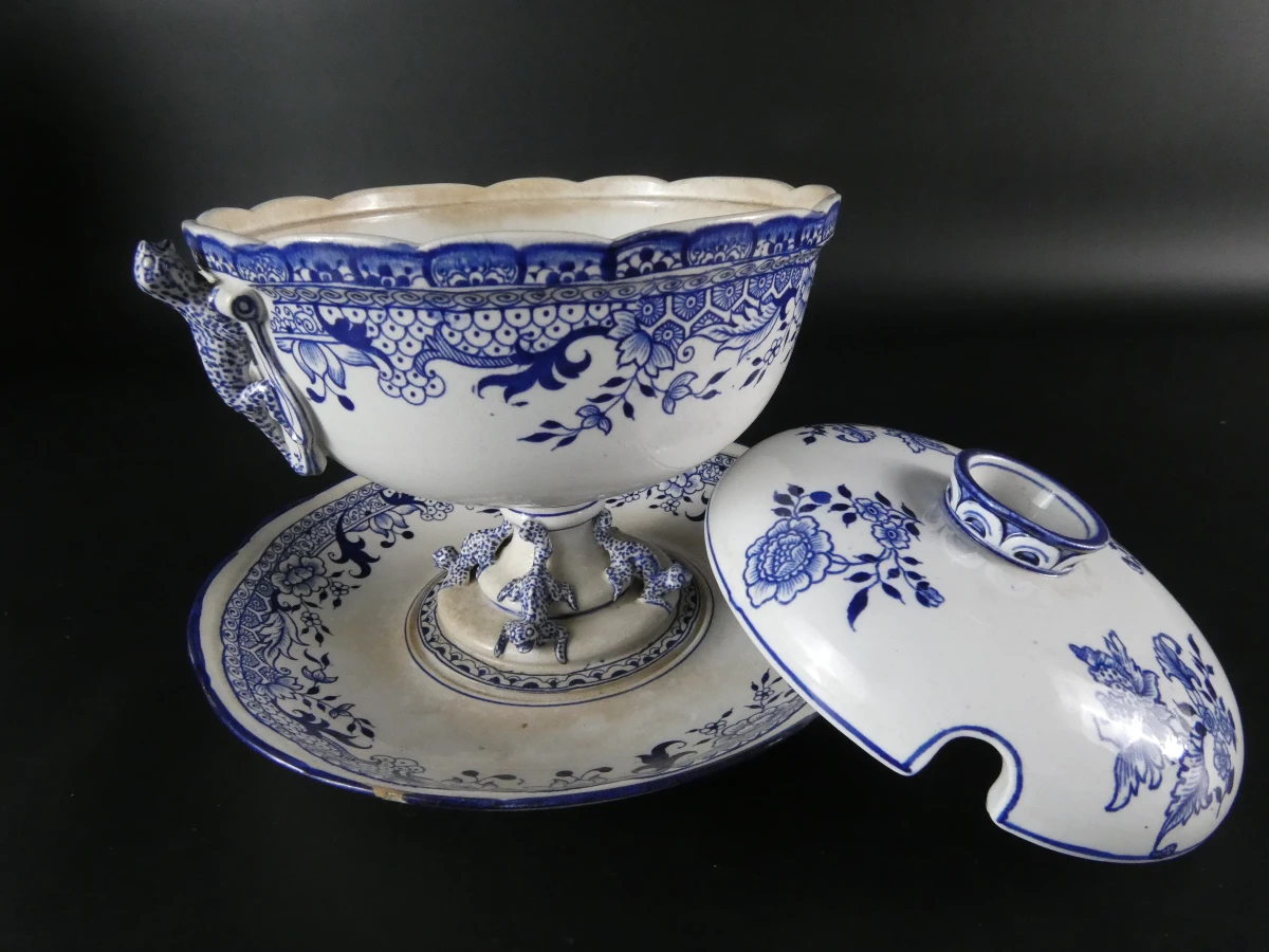 Vintage Frans aardewerk serviesonderdelen - Longwy “Chinois” - foto 3