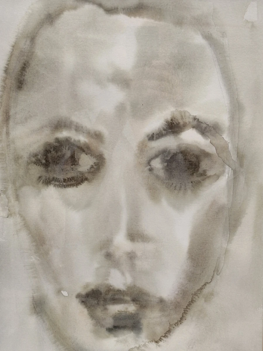 Expressief portret in aquarel en inkt - Bea Vangertruyden - foto 3