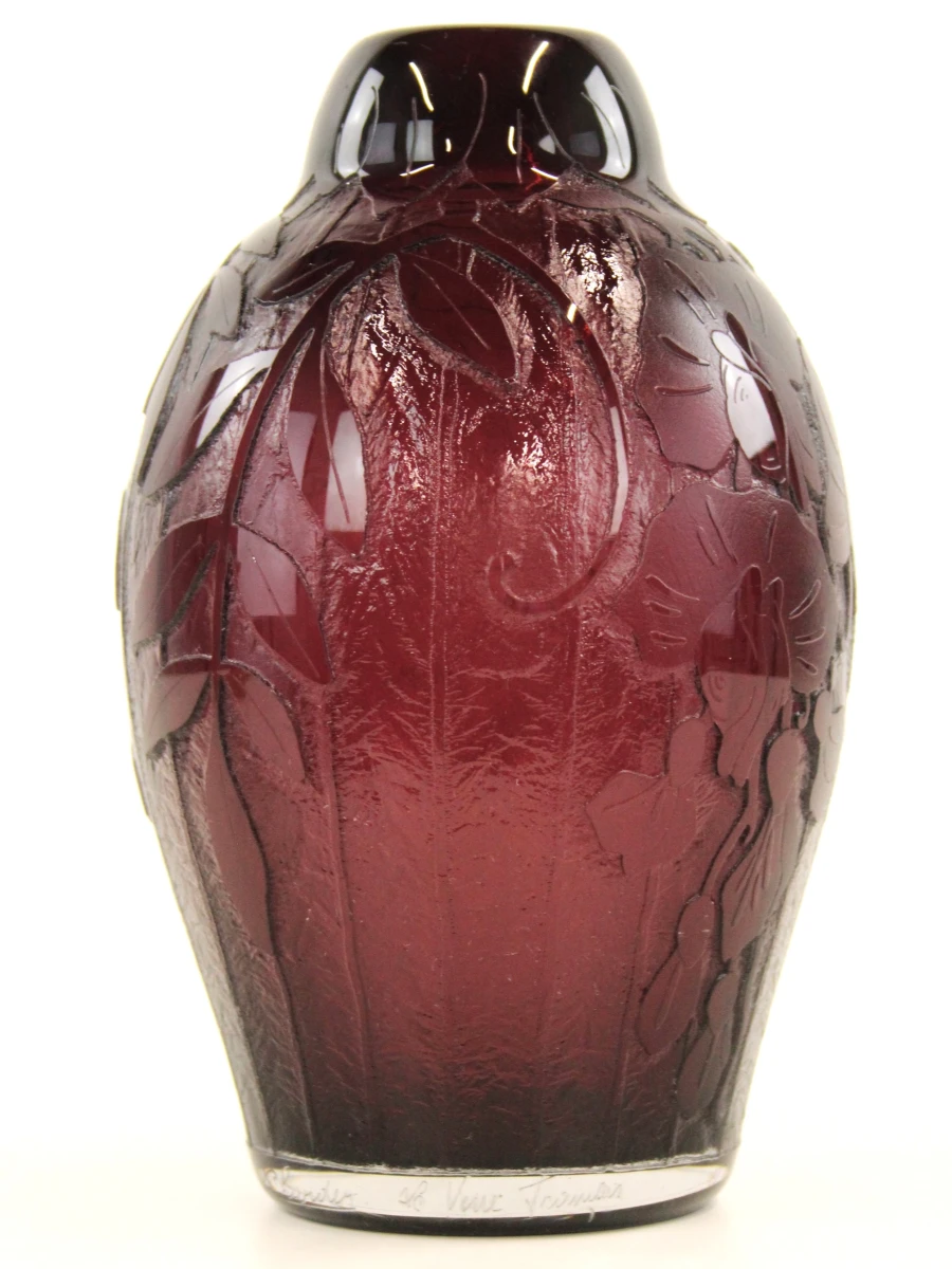 Charles Schneider / Le Verre Français – zuurgeëtste Art Deco vaas - foto 2