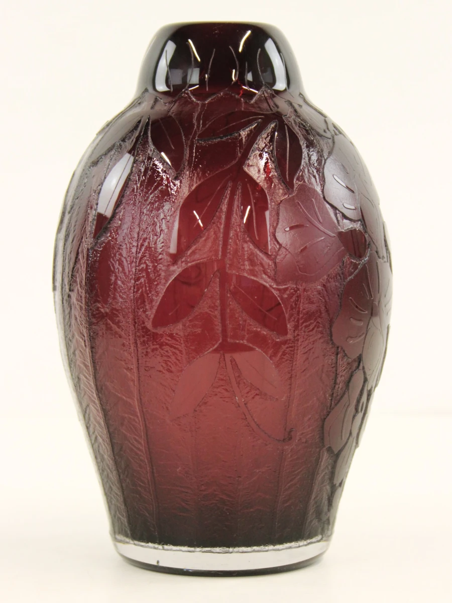 Charles Schneider / Le Verre Français – zuurgeëtste Art Deco vaas - foto 6