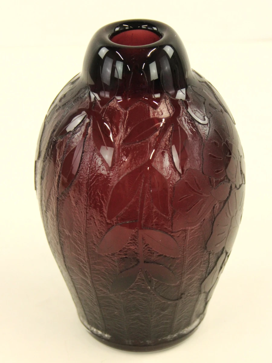 Charles Schneider / Le Verre Français – zuurgeëtste Art Deco vaas - foto 7