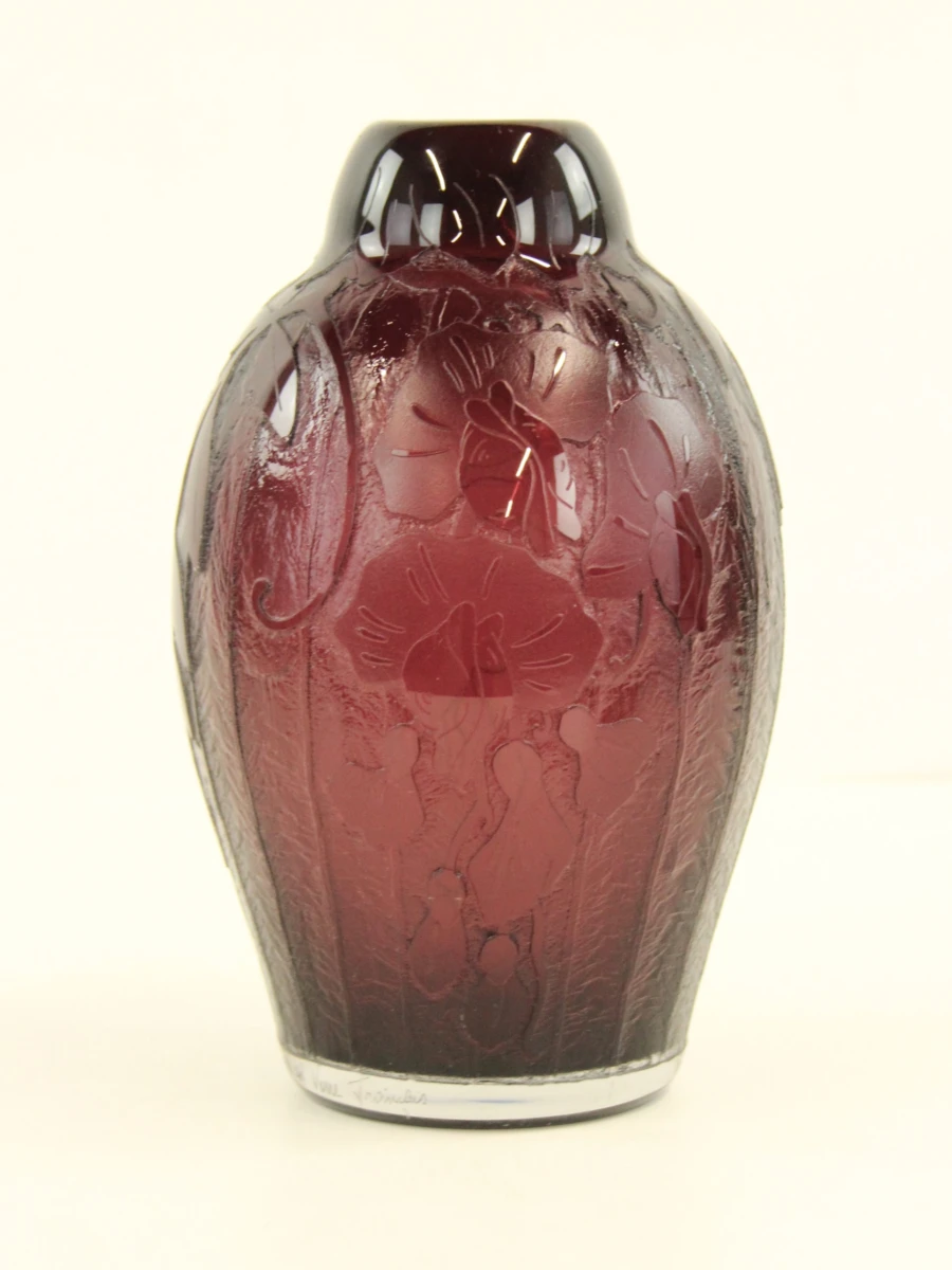 Charles Schneider / Le Verre Français – zuurgeëtste Art Deco vaas - foto 11