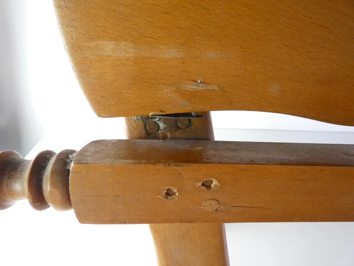 Houten kameel kruk met leren zitting - foto 3