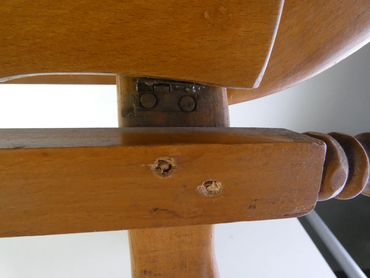 Houten kameel kruk met leren zitting - foto 4