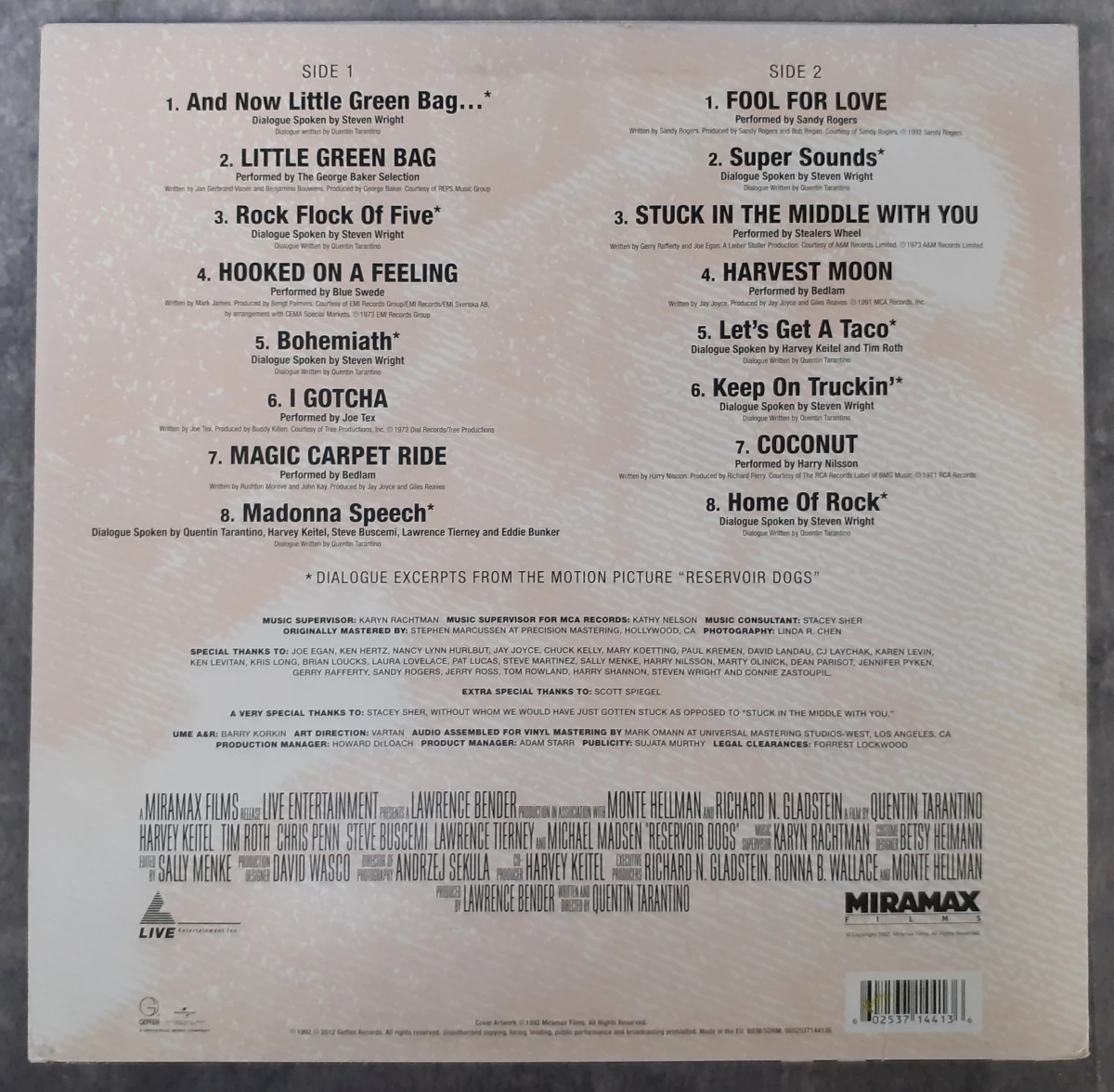 Vinyl: Reservoir Dogs OST (zeldzaam exemplaar op gekleurde vinyl) - foto 2