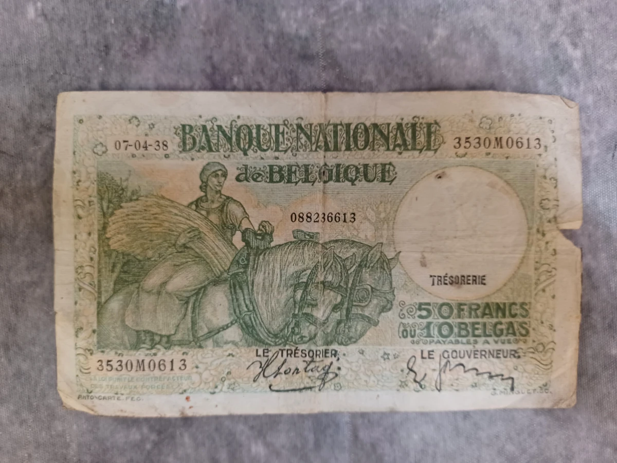 Lot van 10 historische belgische bankbiljetten - Belgische Frank en Belga - Jaren '30 - '50 - foto 19