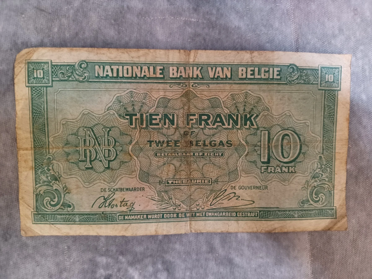 Lot van 10 historische belgische bankbiljetten - Belgische Frank en Belga - Jaren '30 - '50 - foto 7