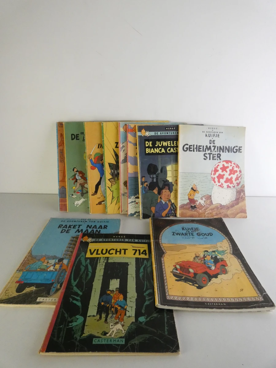 Set van 11 Kuifje stripboeken in het Nederlands – kavel bij De Kringwinkel, Heverlee