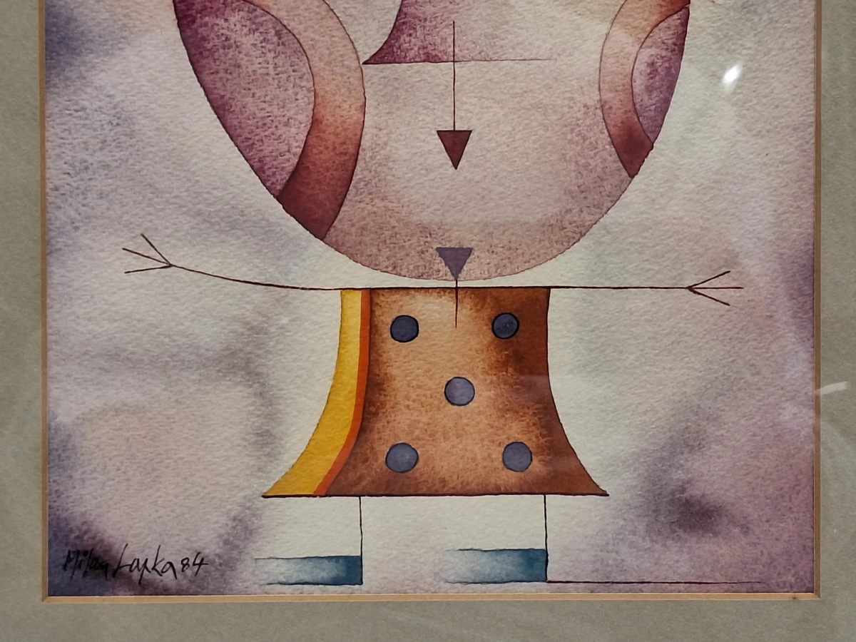 Geometrische figuur - originele aquarel, gesigneerd en gedateerd 1984 - Milan Lapka - foto 4