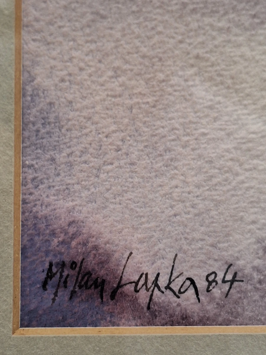 Geometrische figuur - originele aquarel, gesigneerd en gedateerd 1984 - Milan Lapka - foto 5