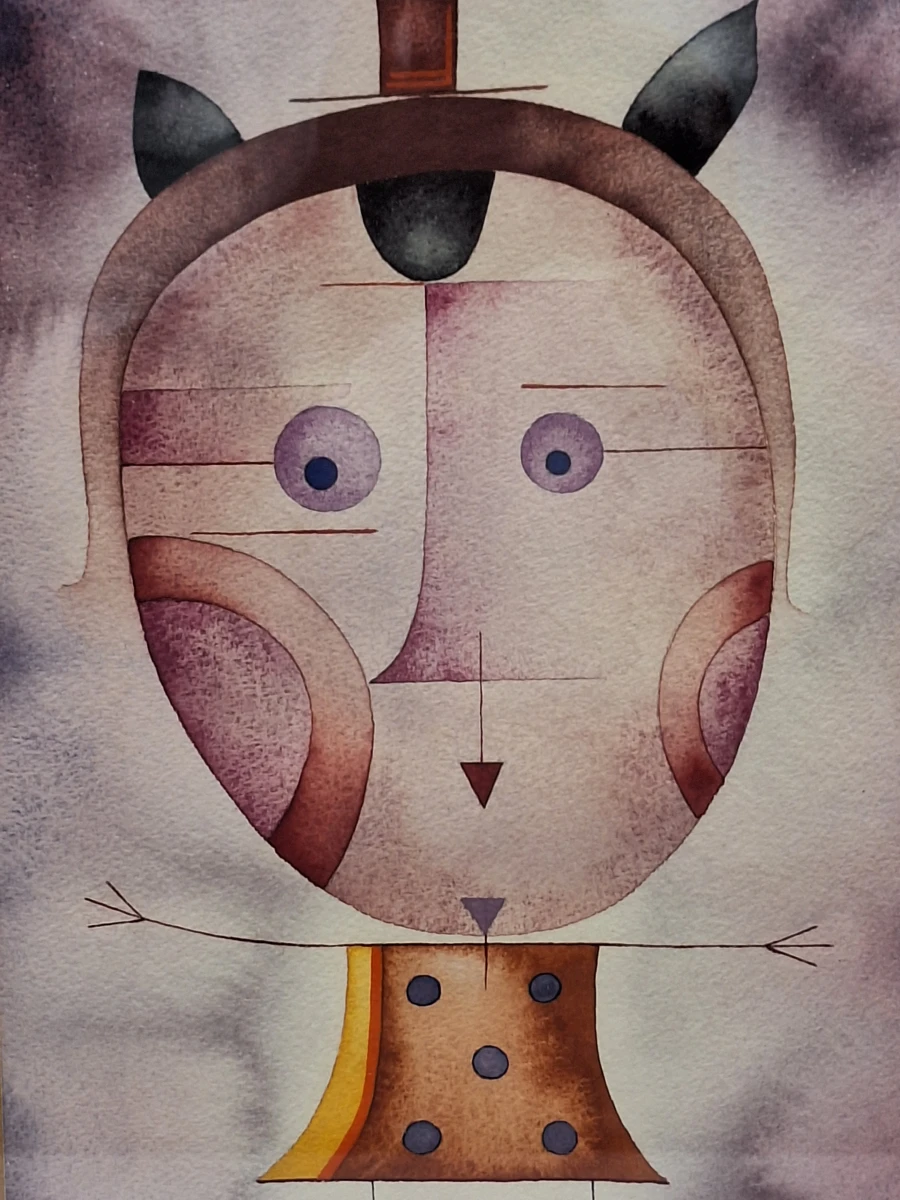 Geometrische figuur - originele aquarel, gesigneerd en gedateerd 1984 - Milan Lapka - foto 2