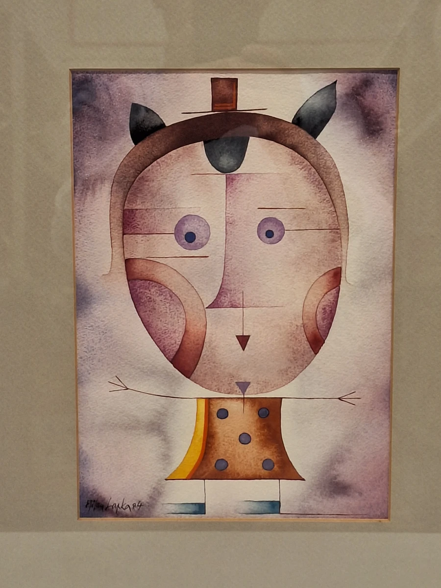 Geometrische figuur - originele aquarel, gesigneerd en gedateerd 1984 - Milan Lapka - foto 1