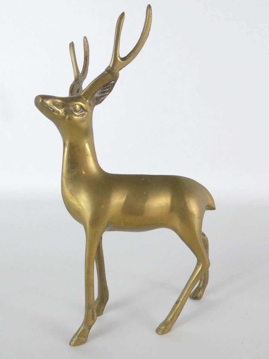 Set van 3 decoratieve hertenfiguren in messing - foto 6