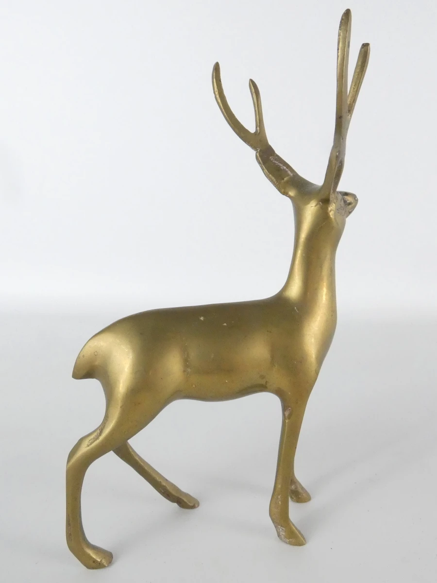Set van 3 decoratieve hertenfiguren in messing - foto 7