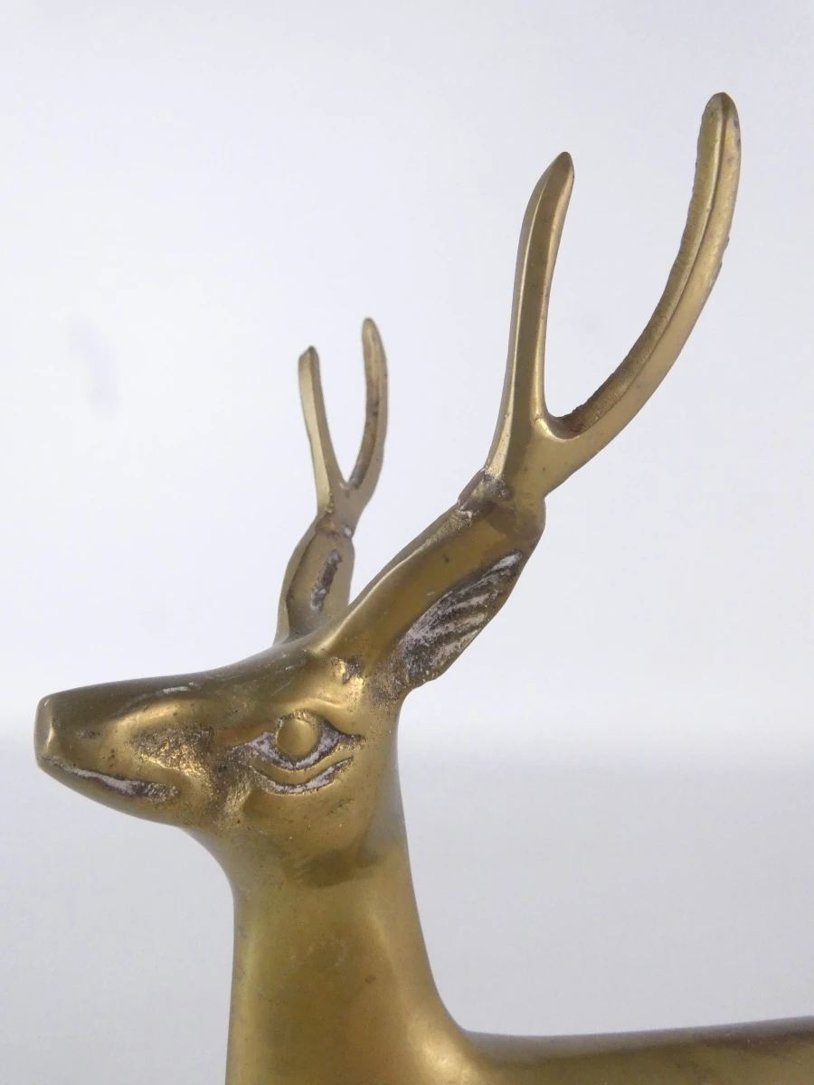 Set van 3 decoratieve hertenfiguren in messing - foto 8