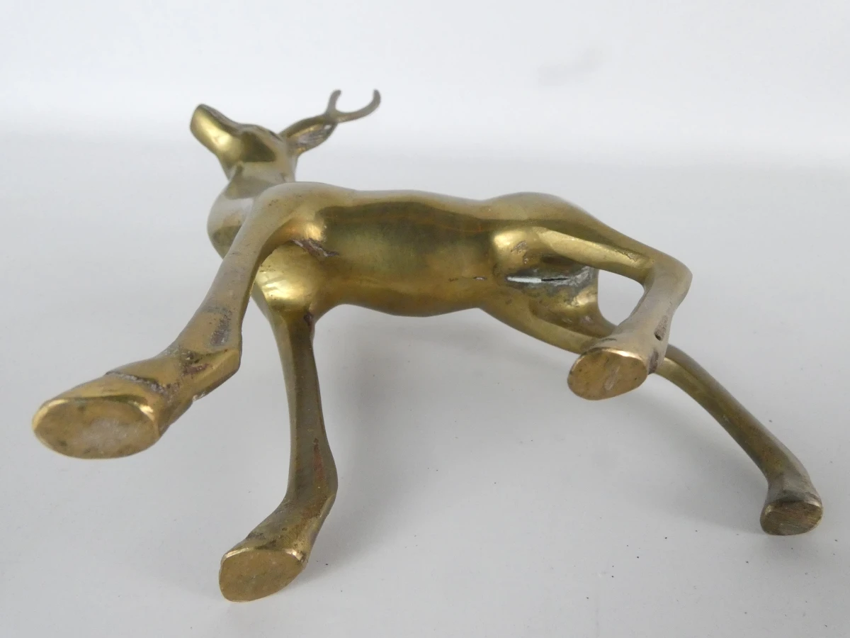 Set van 3 decoratieve hertenfiguren in messing - foto 9
