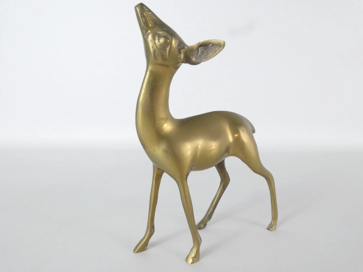 Set van 3 decoratieve hertenfiguren in messing - foto 10
