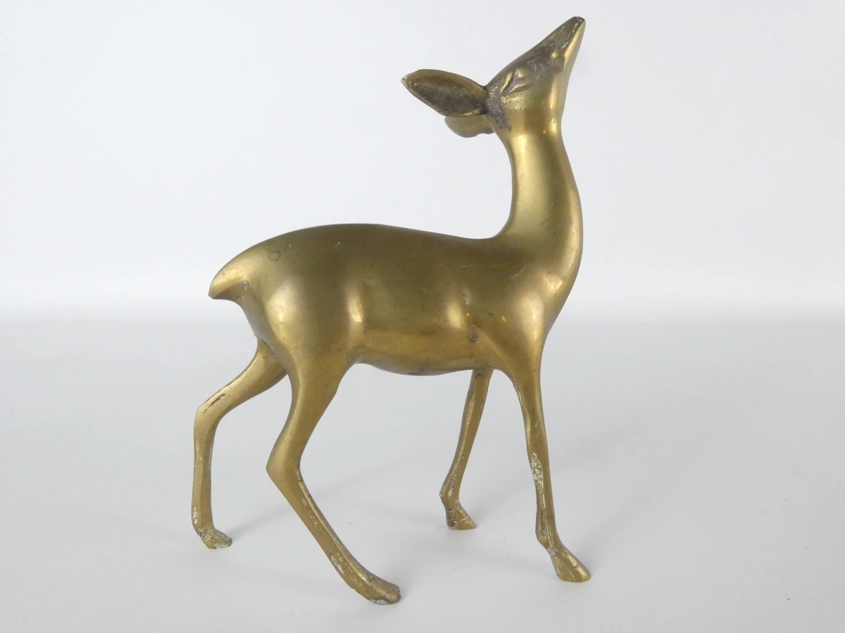 Set van 3 decoratieve hertenfiguren in messing - foto 11