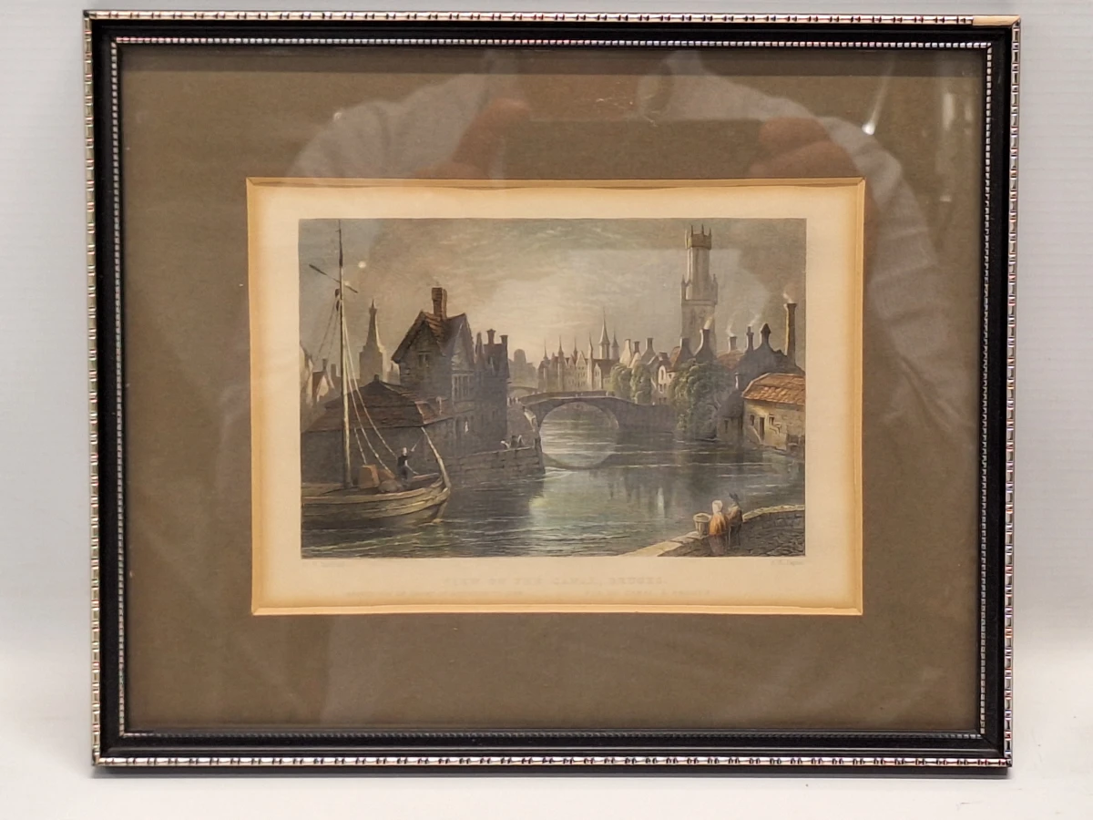Twee antieke staalgravures van Brugge - handgekleurd, ca. 1830 - William Henry Bartlett - foto 14