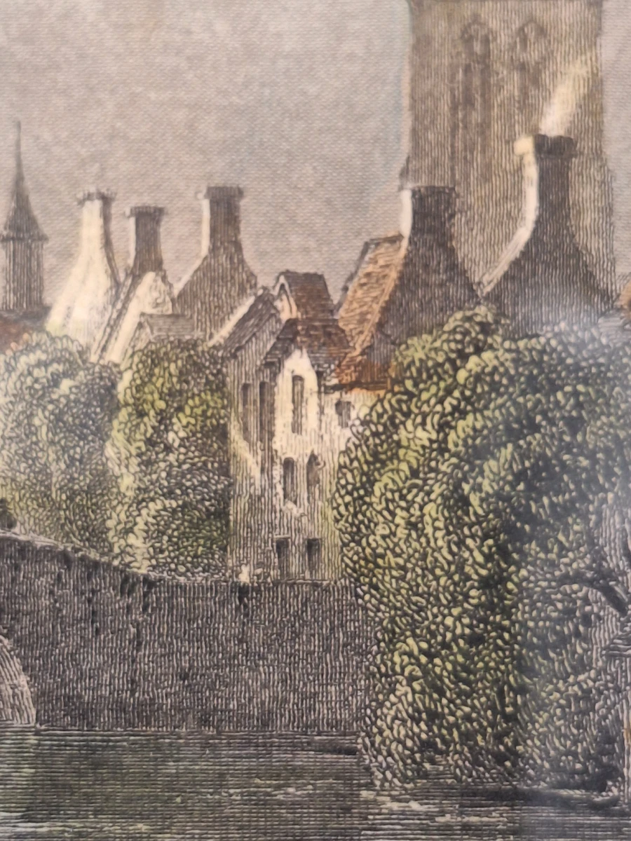 Twee antieke staalgravures van Brugge - handgekleurd, ca. 1830 - William Henry Bartlett - foto 19