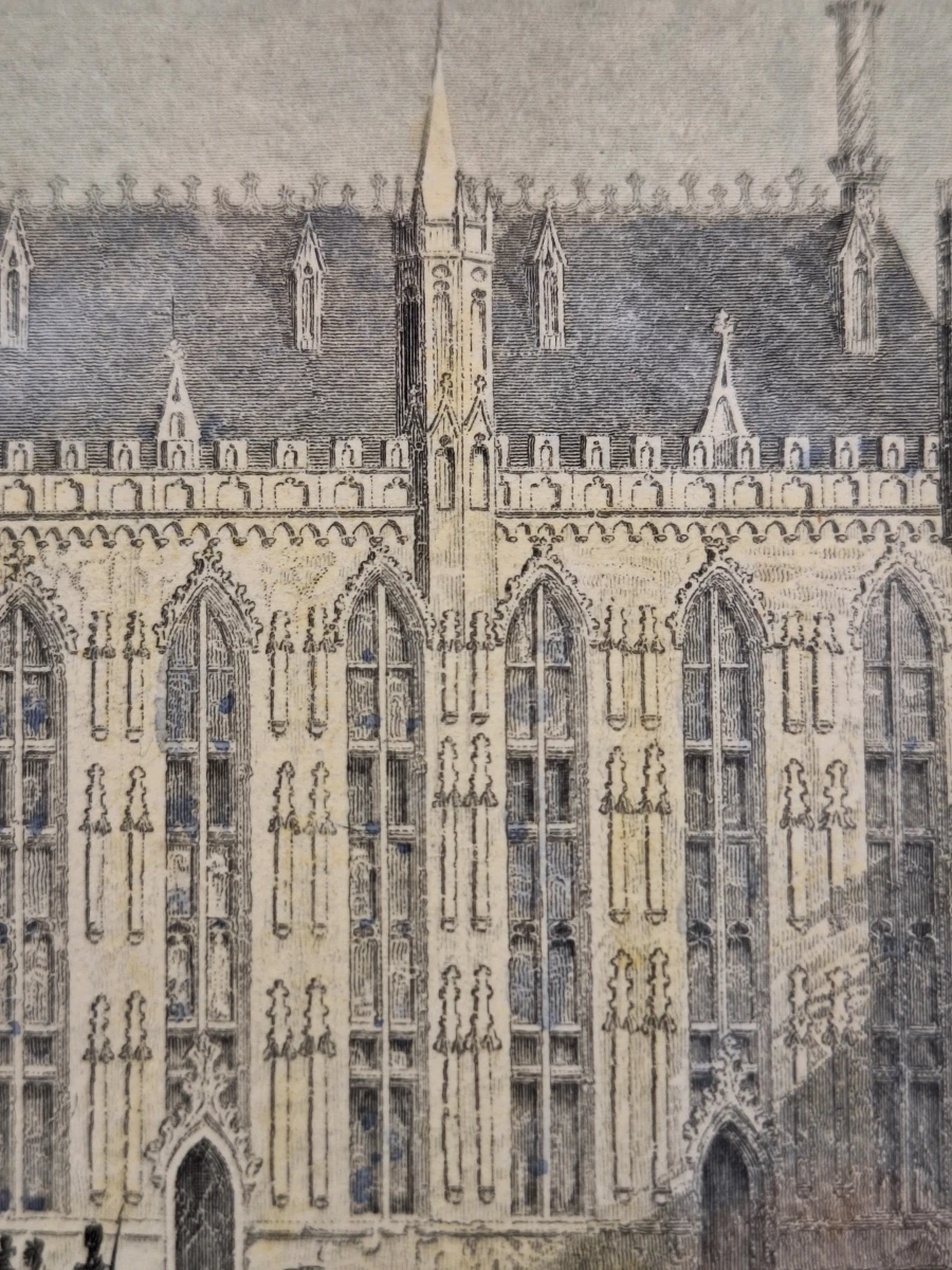 Twee antieke staalgravures van Brugge - handgekleurd, ca. 1830 - William Henry Bartlett - foto 11