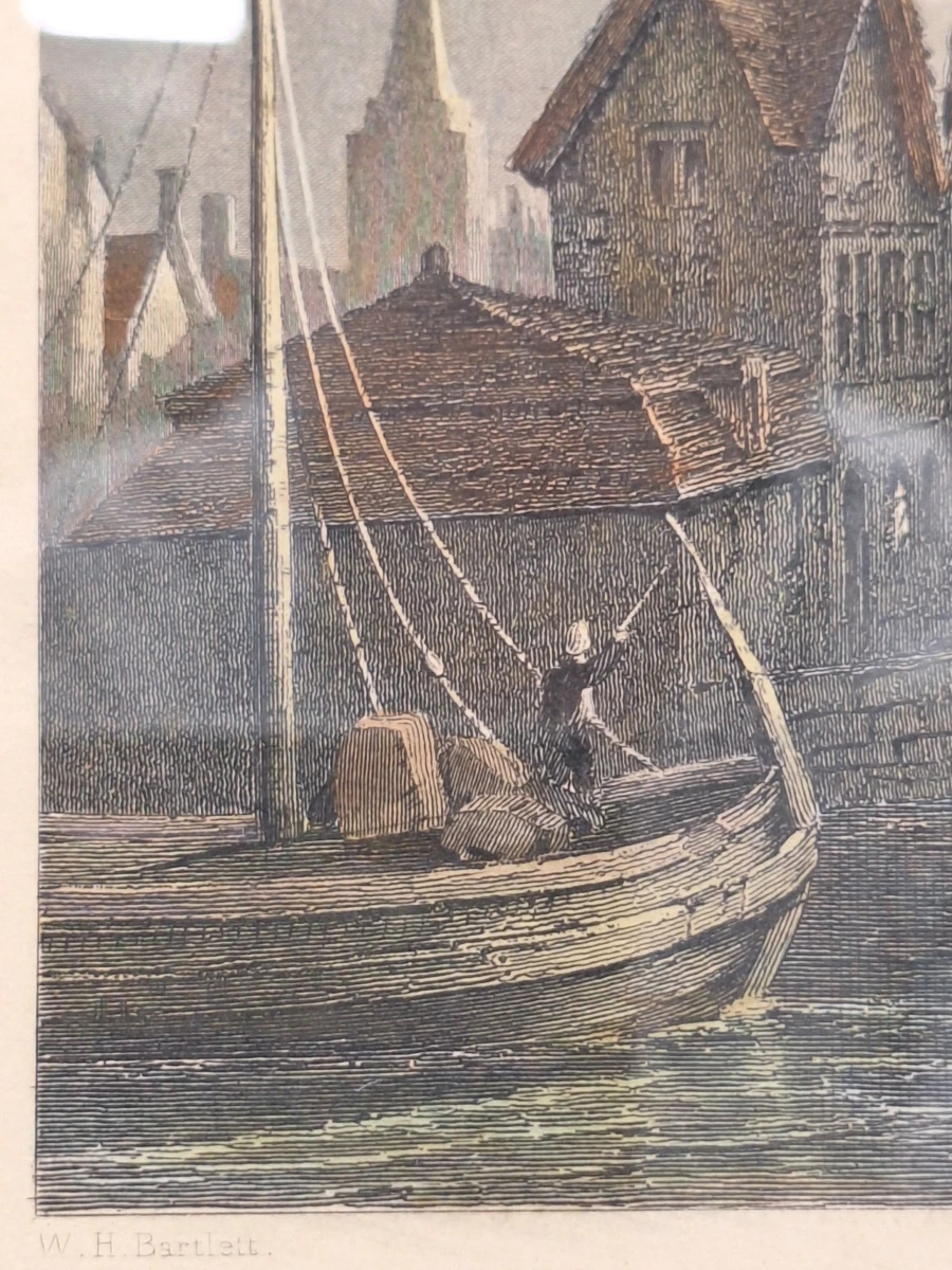 Twee antieke staalgravures van Brugge - handgekleurd, ca. 1830 - William Henry Bartlett - foto 18