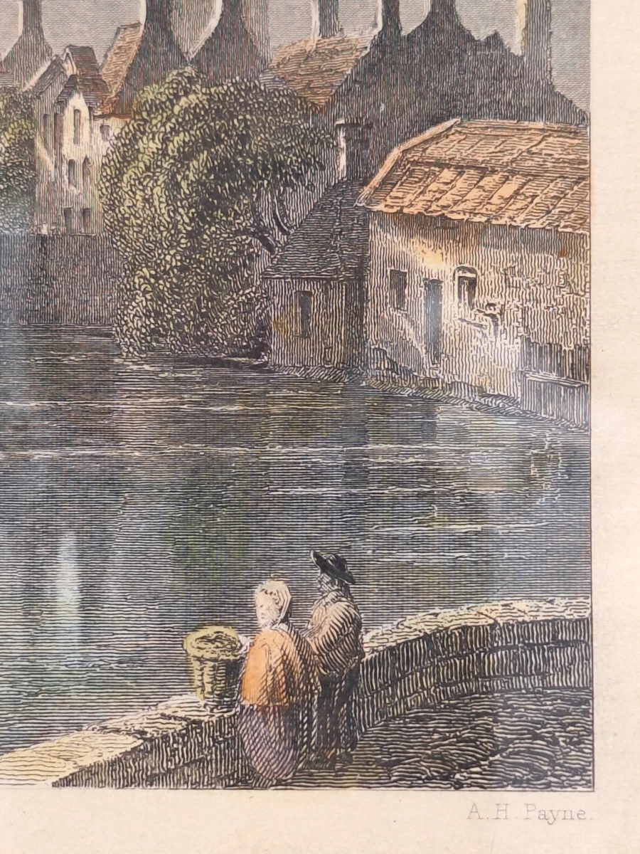 Twee antieke staalgravures van Brugge - handgekleurd, ca. 1830 - William Henry Bartlett - foto 17