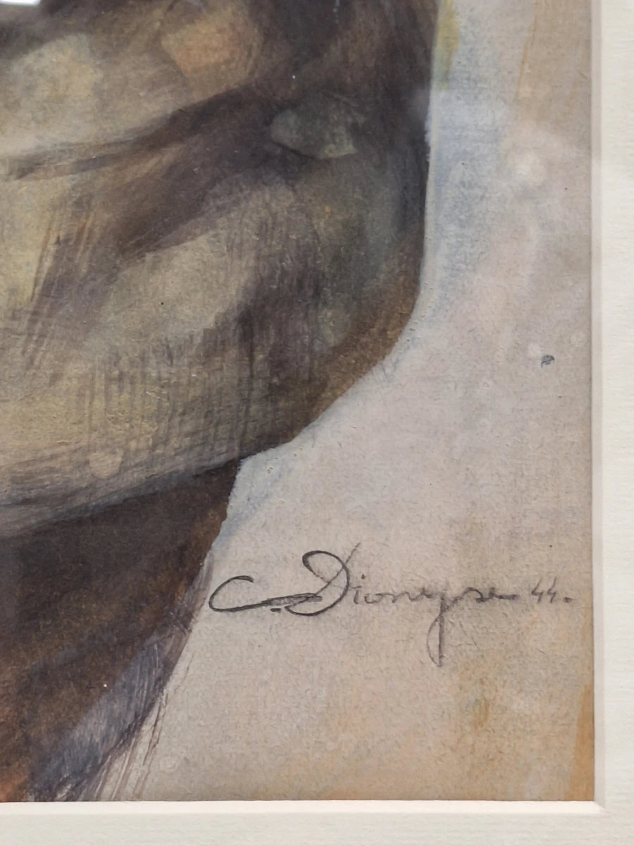 Expressief vrouwenportret gesigneerd en gedateerd 1944 - Carmen Dionyse - foto 7