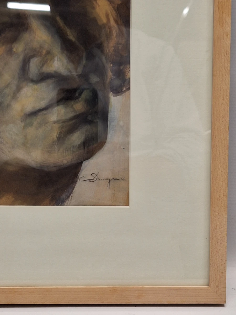 Expressief vrouwenportret gesigneerd en gedateerd 1944 - Carmen Dionyse - foto 6