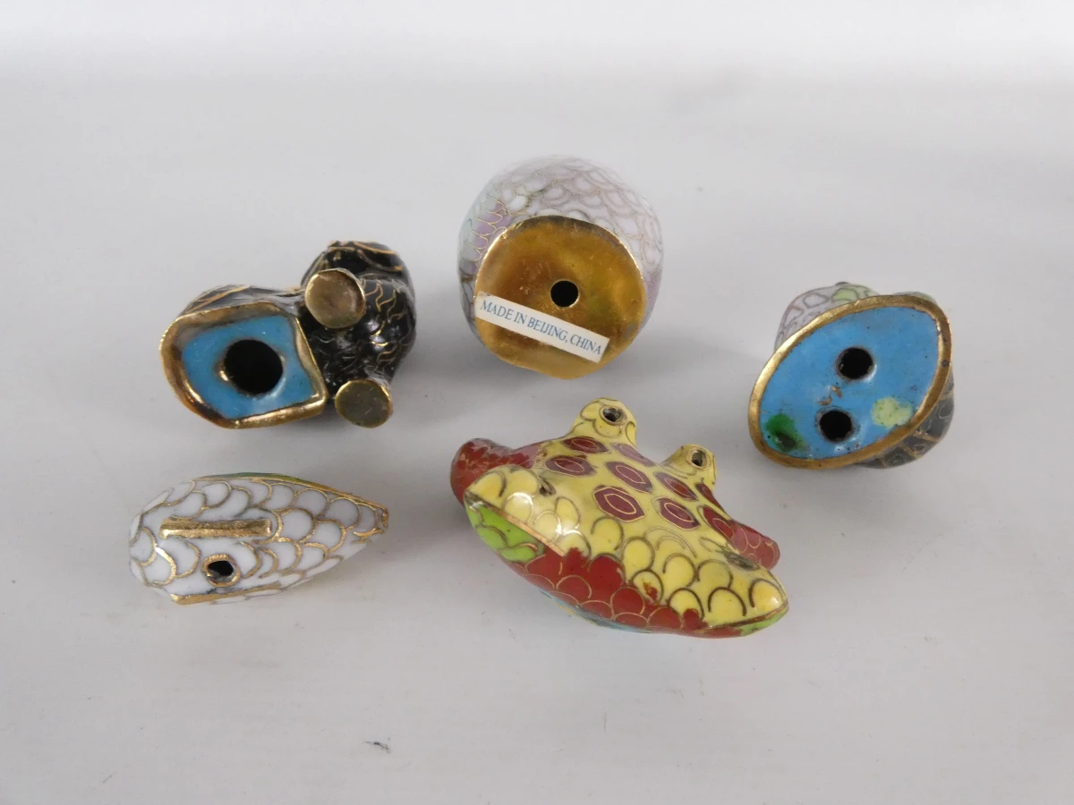 Set van 10 Cloisonné miniatuur vazen en beeldjes - foto 5