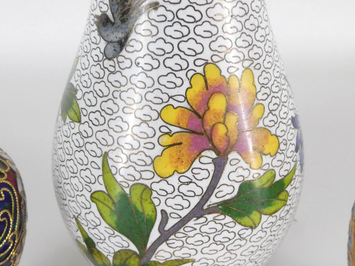 Set van 10 Cloisonné miniatuur vazen en beeldjes - foto 12