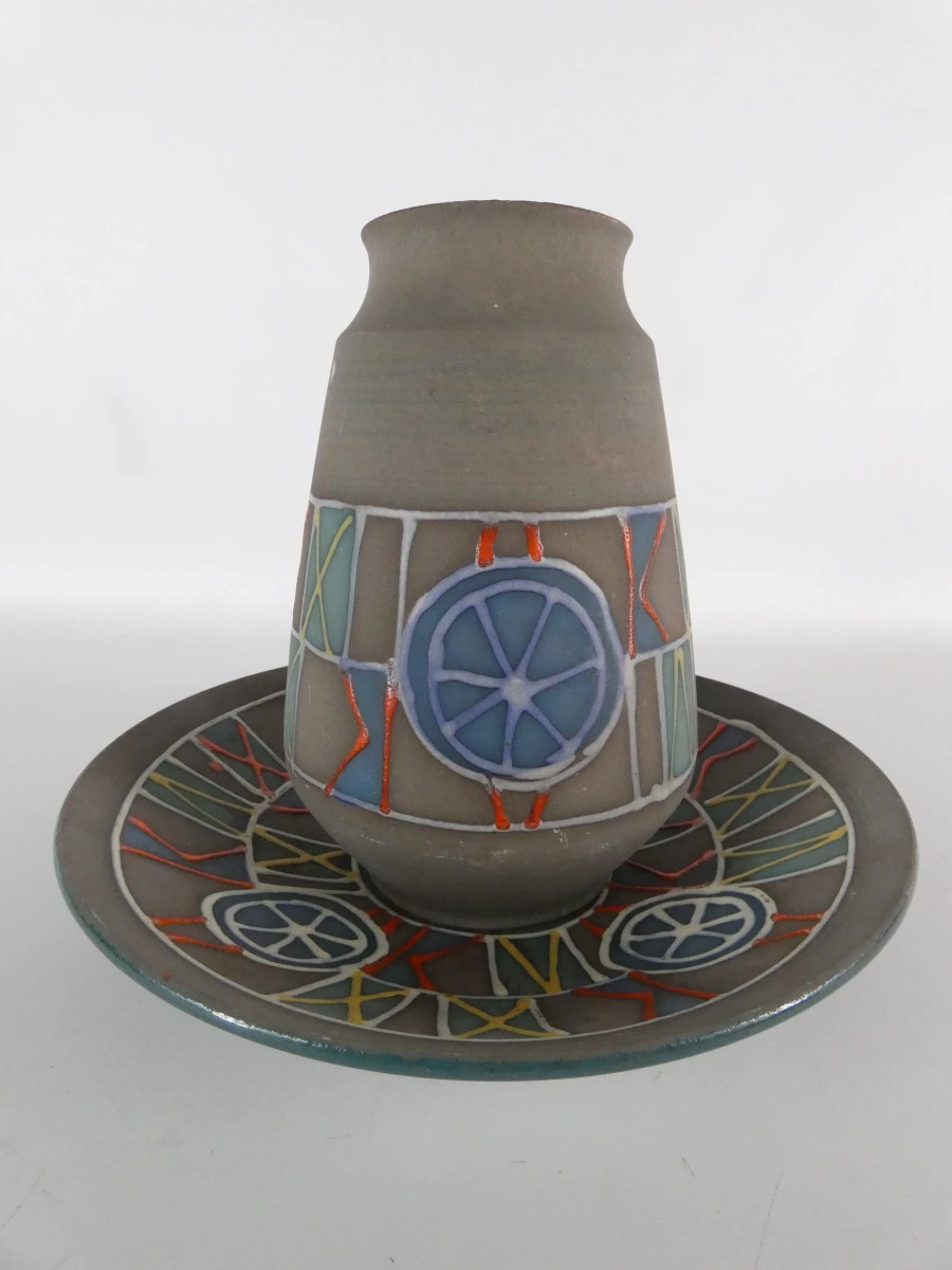 Vintage West-Germany vaas en schaal – kavel bij De Kringwinkel, Heverlee