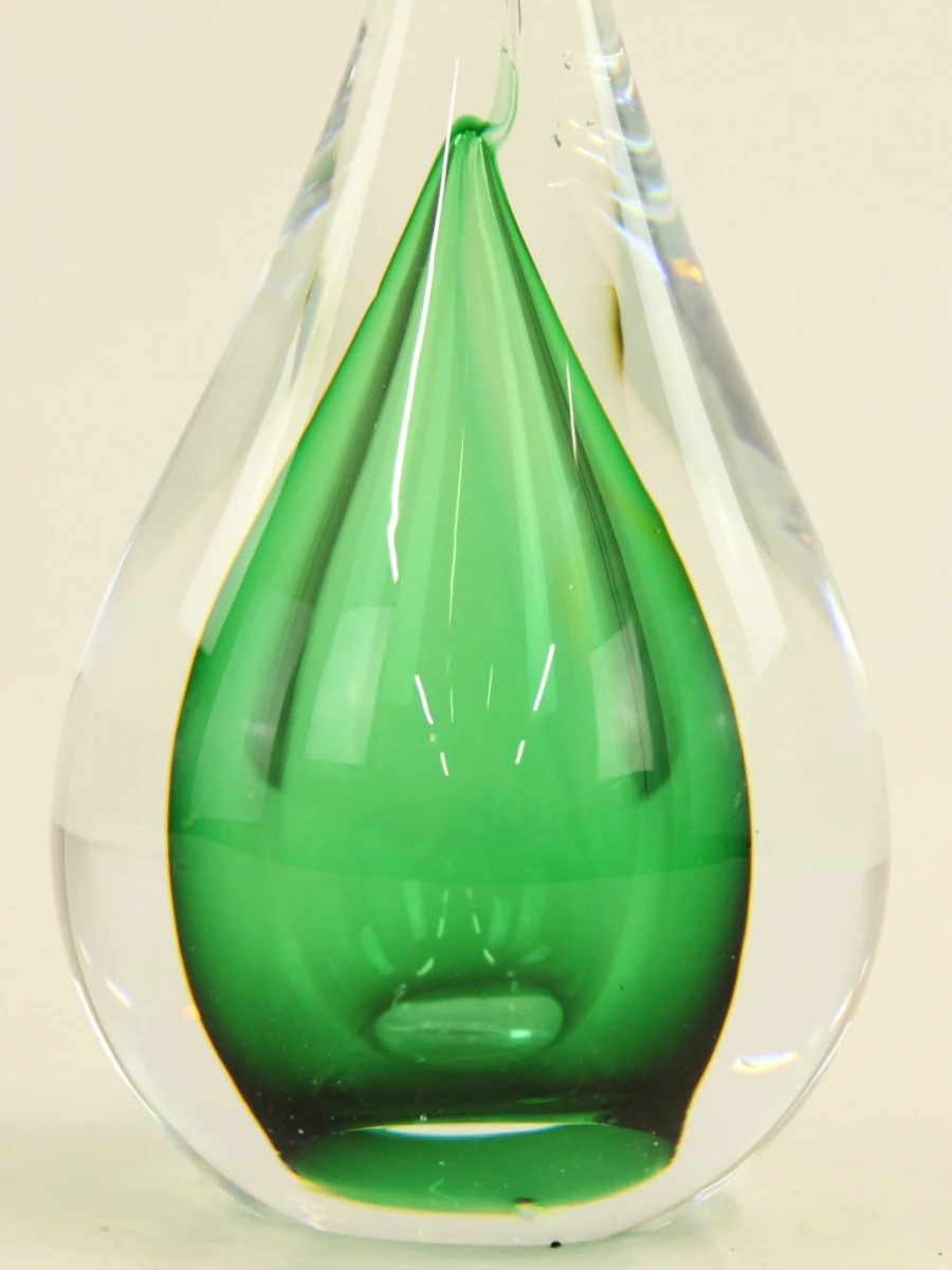 Glazen druppel met groene kern uit kristalglas - foto 2