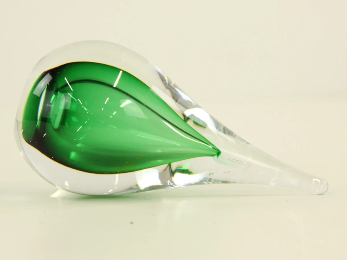 Glazen druppel met groene kern uit kristalglas - foto 4