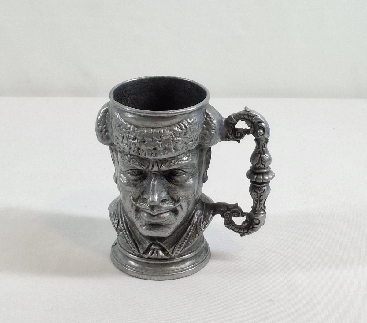 Set van 5 vintage tinnen expressieve gezichtsbekers - foto 3