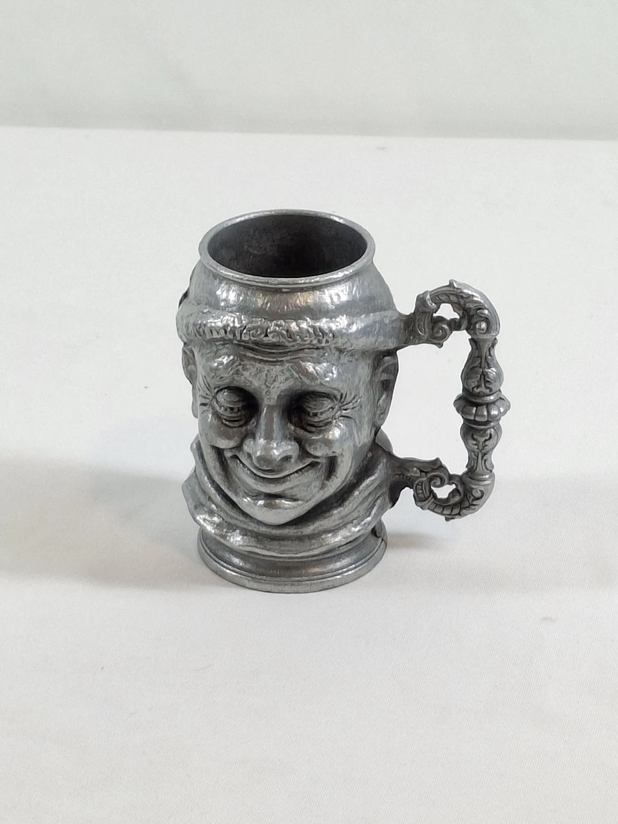 Set van 5 vintage tinnen expressieve gezichtsbekers - foto 6