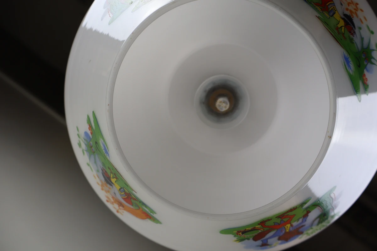 Vintage opalglazen hanglamp met sprookjesdecor - foto 7