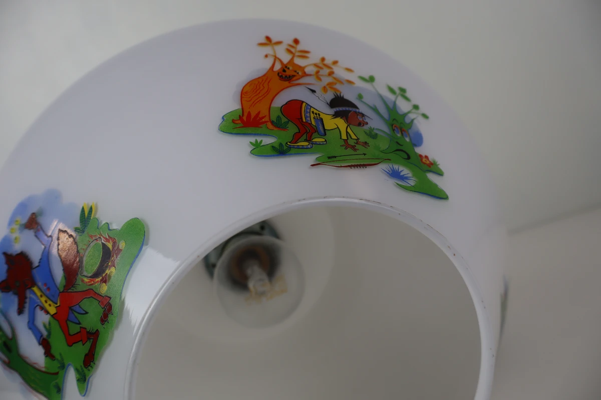 Vintage opalglazen hanglamp met sprookjesdecor - foto 5