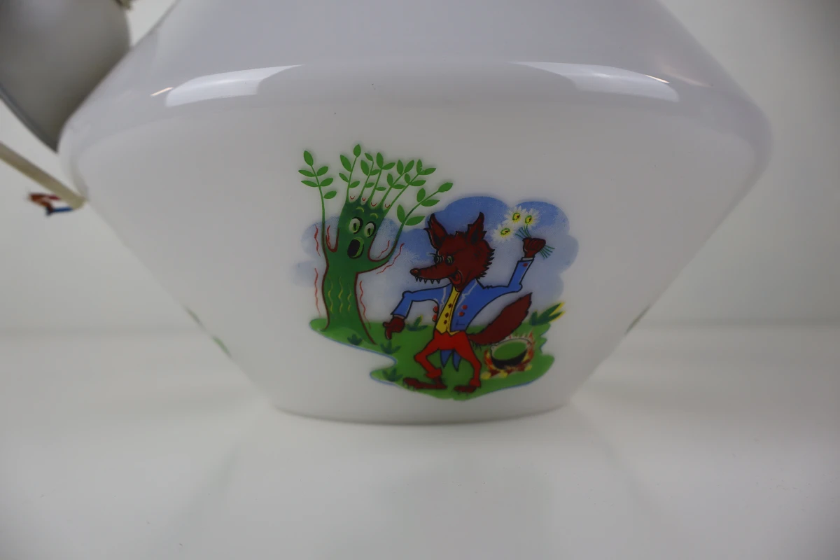 Vintage opalglazen hanglamp met sprookjesdecor - foto 4