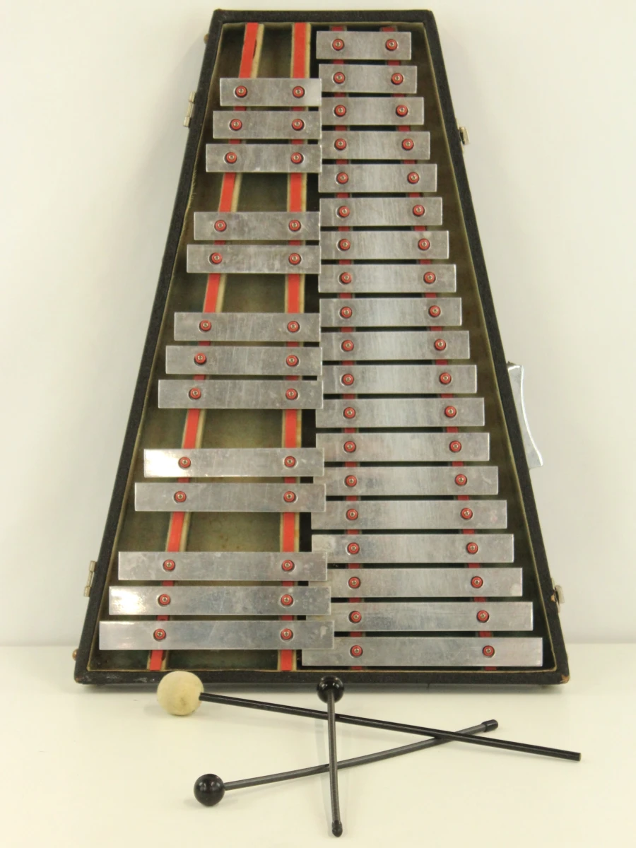 Vintage Royal Bell klokkenspel in originele koffer met 3 mallets - foto 7