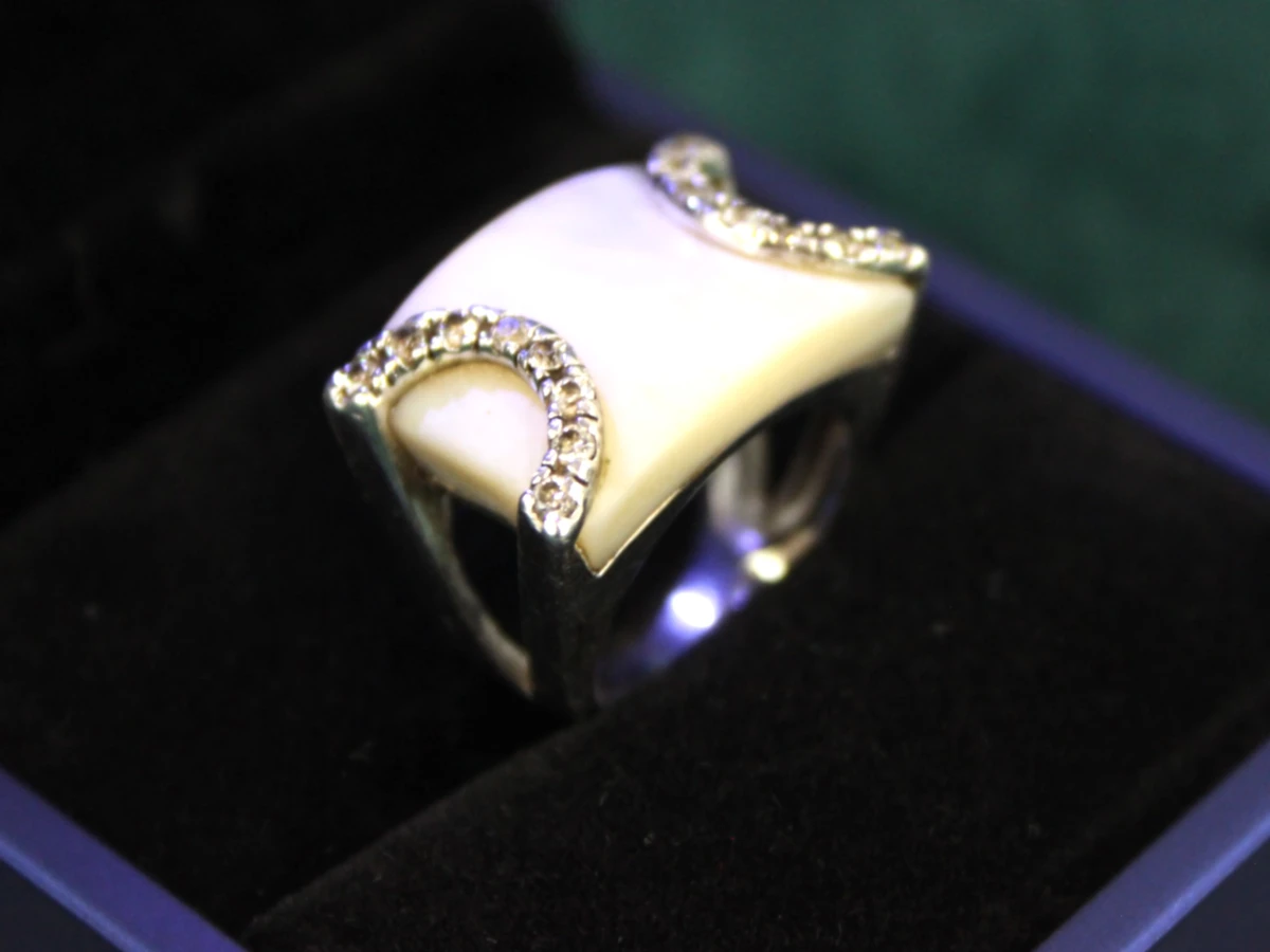 Italiaanse sterling zilveren ring met parelmoer - foto 4