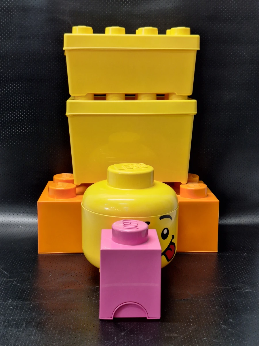 Set van vijf originele Lego opbergboxen in goede staat - foto 2