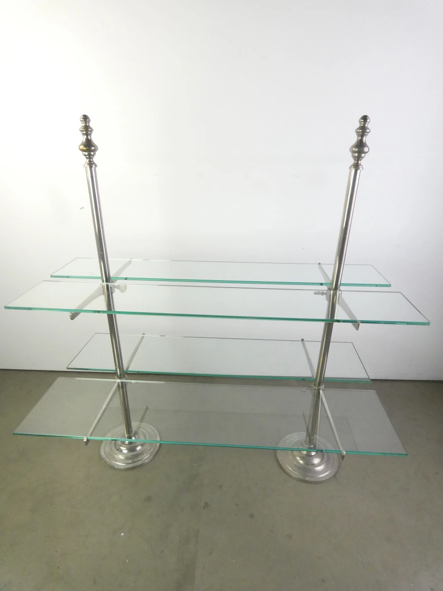 Art-deco vintage dubbelzijdige winkeldisplay van metaal en glas - foto 2