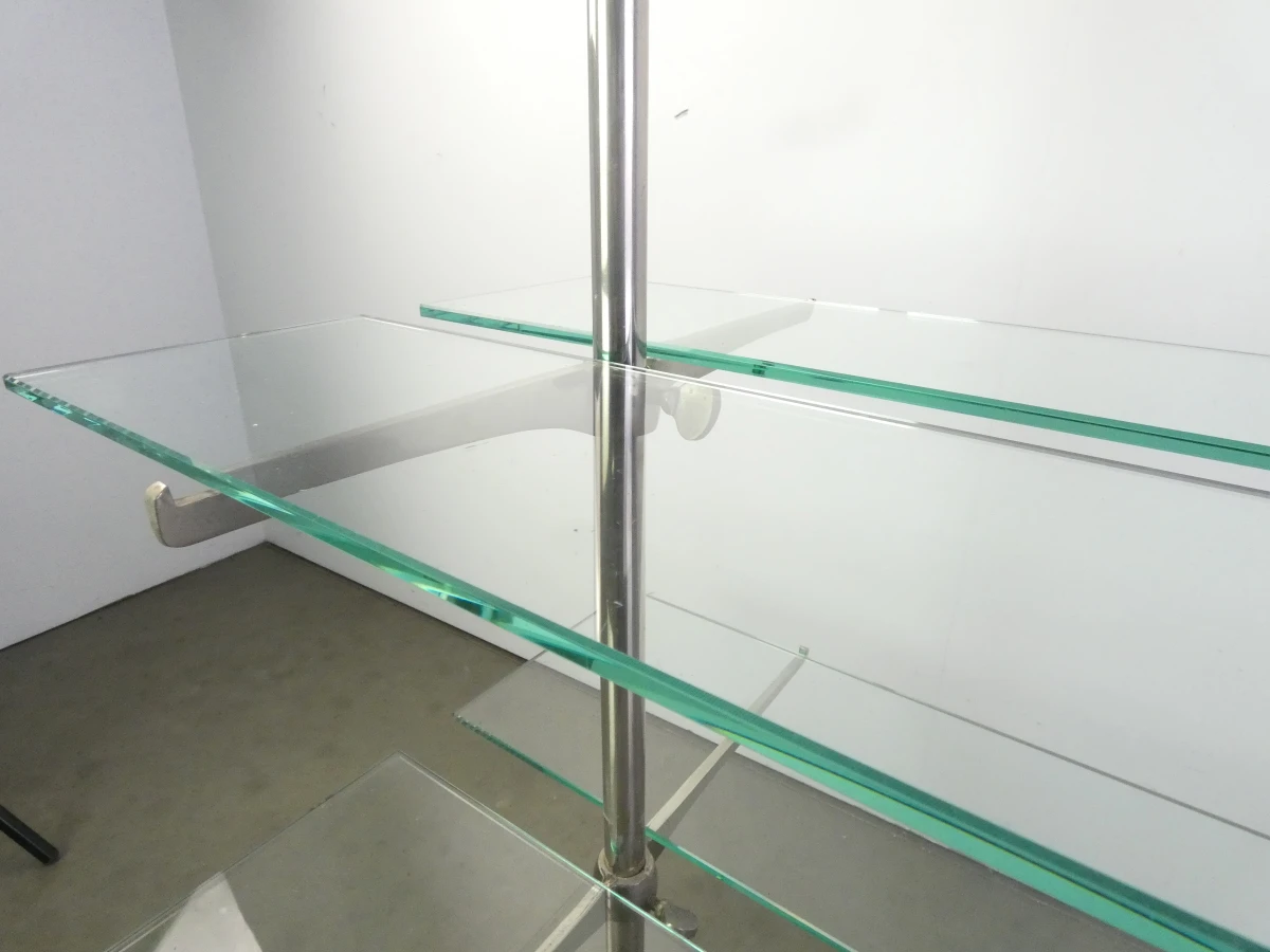 Art-deco vintage dubbelzijdige winkeldisplay van metaal en glas - foto 3