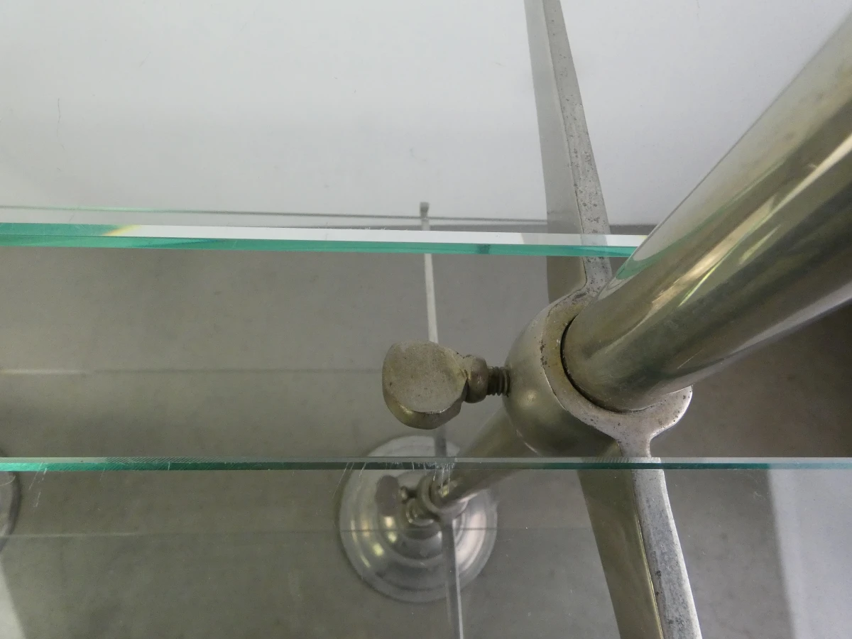 Art-deco vintage dubbelzijdige winkeldisplay van metaal en glas - foto 6