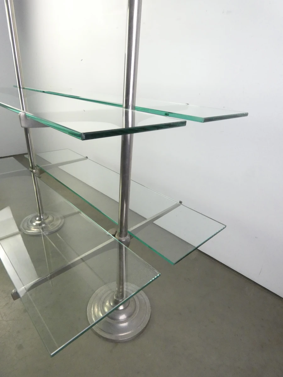 Art-deco vintage dubbelzijdige winkeldisplay van metaal en glas - foto 10