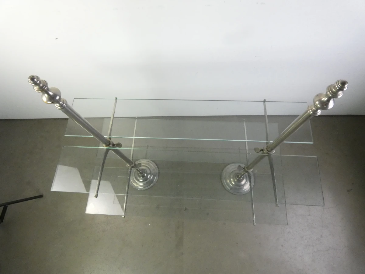 Art-deco vintage dubbelzijdige winkeldisplay van metaal en glas - foto 12
